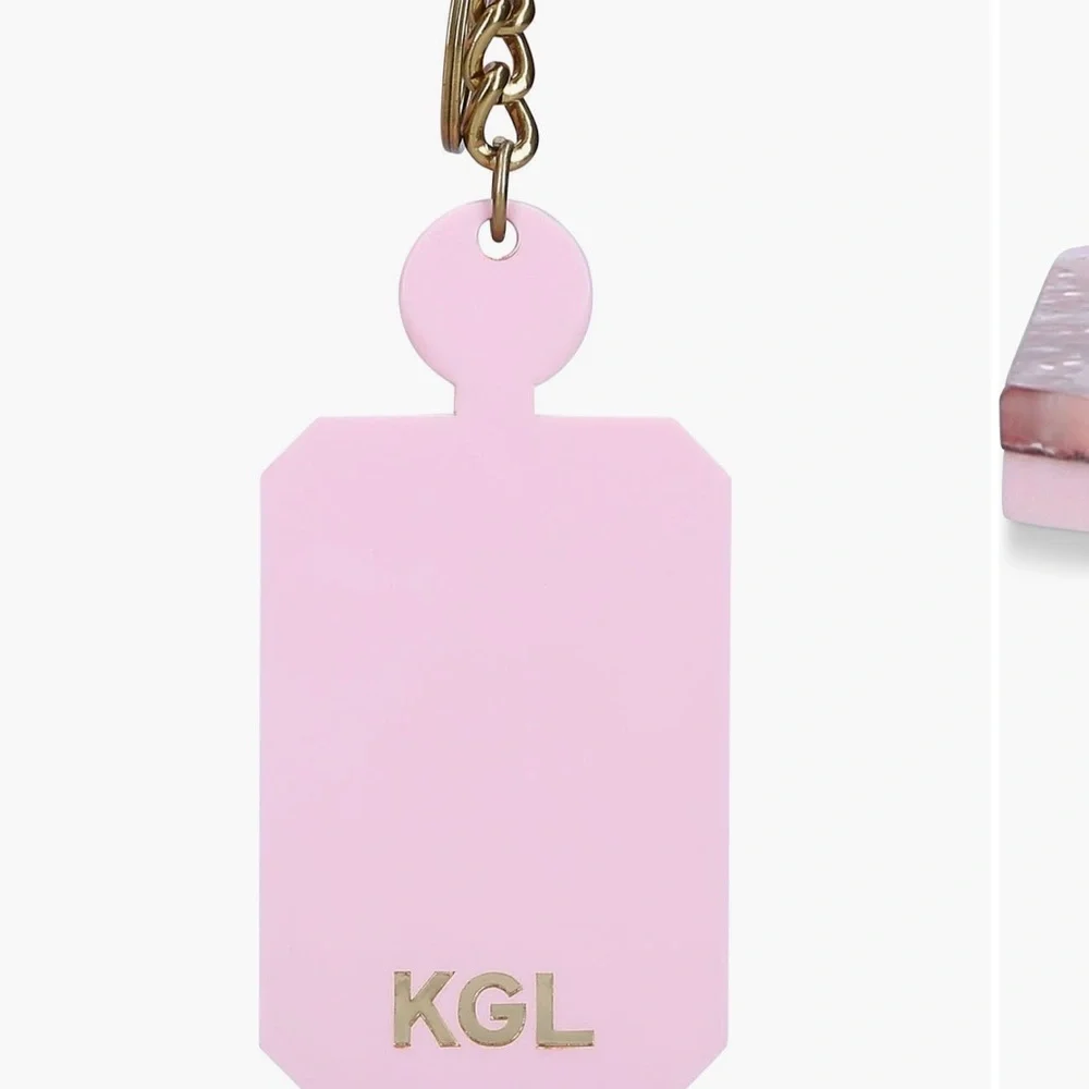 Kurt Geiger Pink and Gold glitter handbag charm accessory Key Holder Key fab